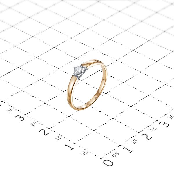 Кольцо с бриллиантом 0.095 карат из красного золота 81679
