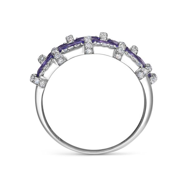 Кольцо с 8 танзанитами и 94 бриллиантами из белого золота 142775