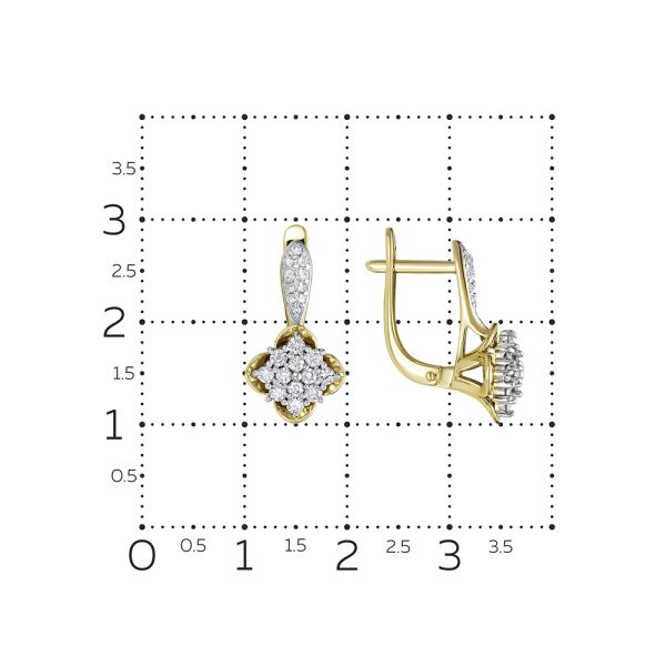 Серьги с 44 бриллиантами из лимонного золота 124445