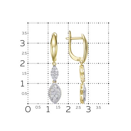 Серьги с 84 бриллиантами из лимонного золота 134419