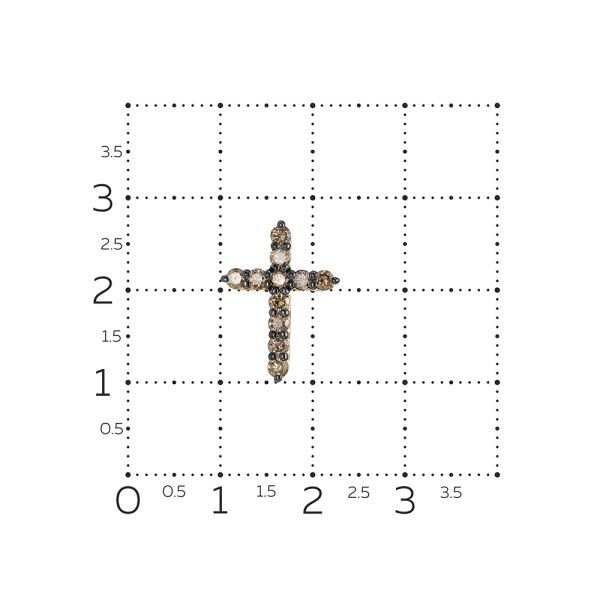Декоративный крест с 11 коньячными бриллиантами из красного золота 87024