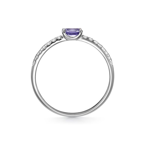 Кольцо с танзанитом и 14 бриллиантами из белого золота 142087