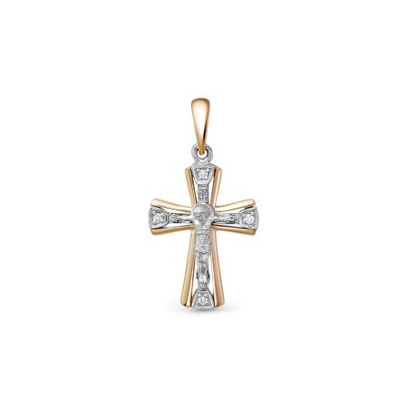 Православный крест с 4 бриллиантами 0.02 карат из комбинированного золота 78127