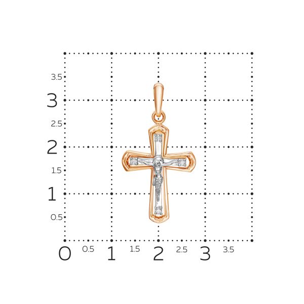Православный крест с 4 бриллиантами 0.048 карат из красного золота 61892