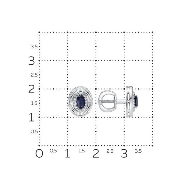 Серьги-пусеты с сапфирами и 32 бриллиантами из белого золота 137391