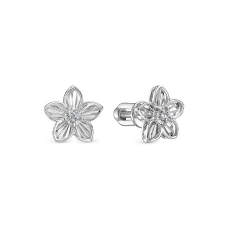 Серьги-пусеты с бриллиантами 0.03 карат из белого золота 145737
