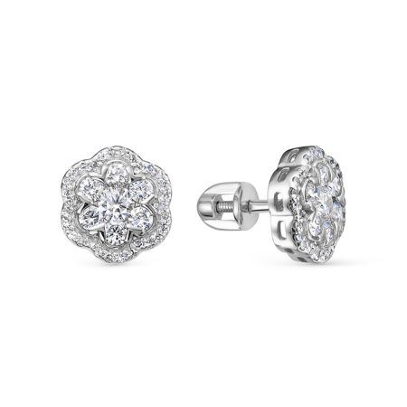 Серьги-пусеты с 74 бриллиантами из белого золота 93645