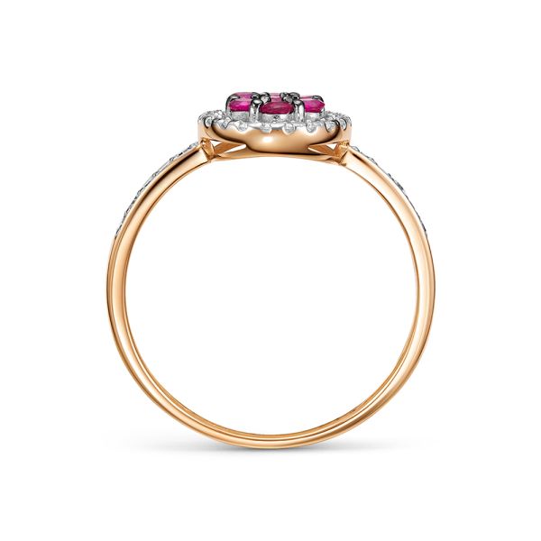 Кольцо с 7 рубинами и 30 бриллиантами из красного золота 142711