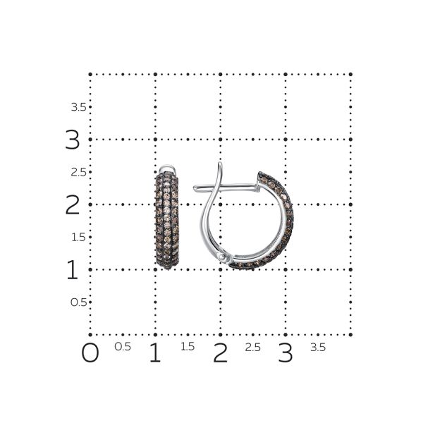 Серьги с 102 коньячными бриллиантами из белого золота 143673