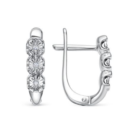 Серьги с 6 бриллиантами 0.03 карат из белого золота 143681