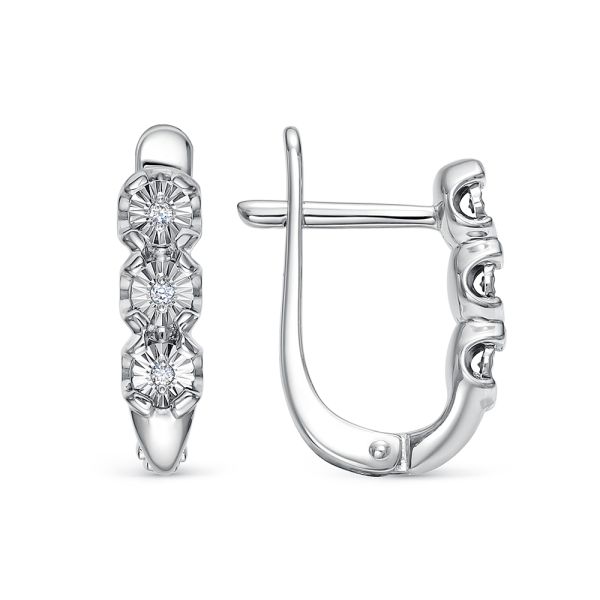 Серьги с 6 бриллиантами 0.03 карат из белого золота 143681