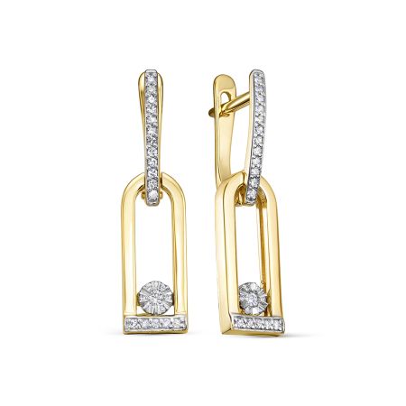 Серьги с 48 бриллиантами из лимонного золота 144591