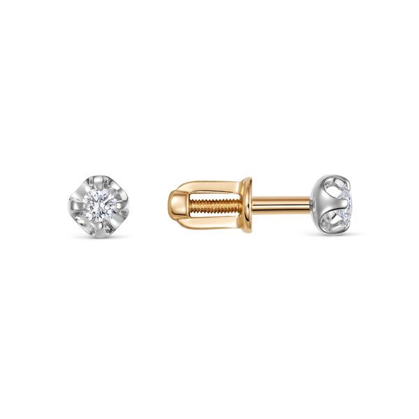 Серьги-пусеты с бриллиантами 0.15 карат из красного золота 148322
