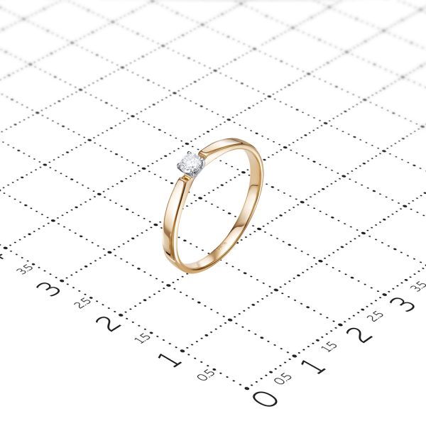 Кольцо с бриллиантом 0.095 карат из красного золота 81787