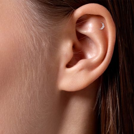 Пирсинг с 3 бриллиантами из белого золота 141506