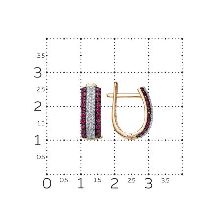 Серьги с 40 рубинами и 104 бриллиантами из красного золота 129559