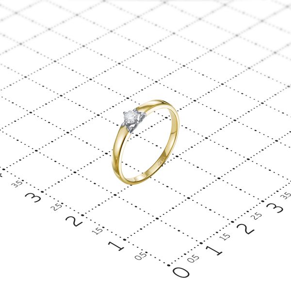 Кольцо с бриллиантом 0.095 карат из лимонного золота 81715