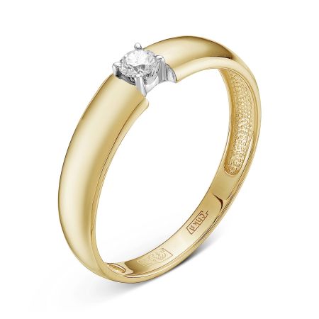 Кольцо с бриллиантом 0.095 карат из лимонного золота 78551