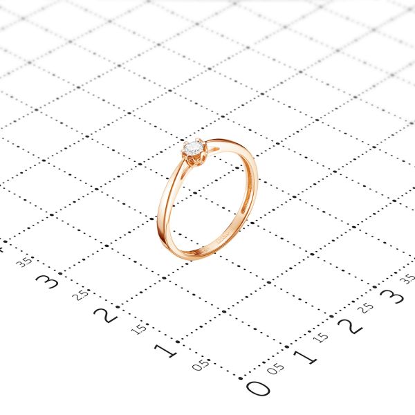 Кольцо с бриллиантом 0.095 карат из красного золота 74225