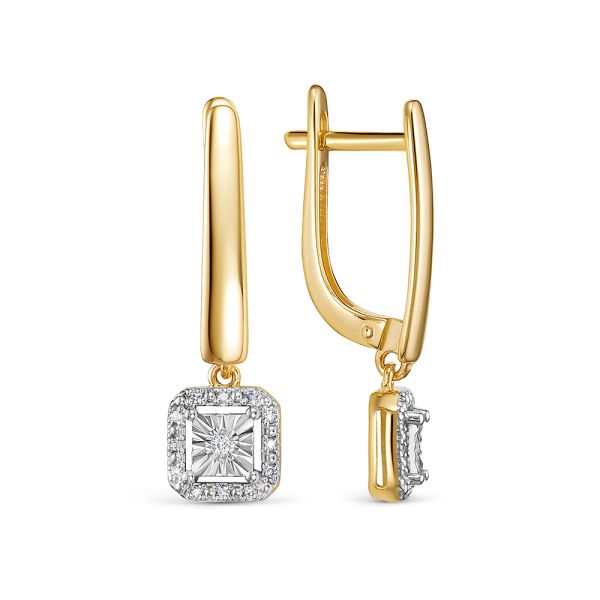 Серьги с 26 бриллиантами из лимонного золота 144606