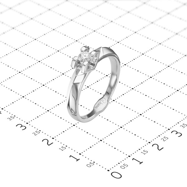 Кольцо с бриллиантом 0.155 карат из белого золота 72187