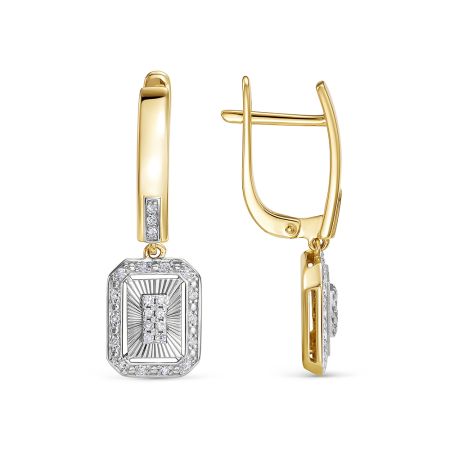 Серьги с 50 бриллиантами 0.25 карат из лимонного золота 145691
