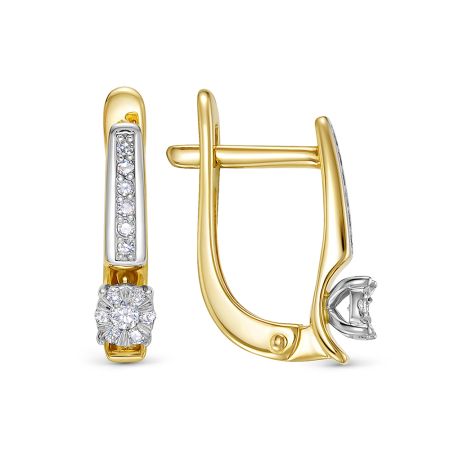 Серьги с 26 бриллиантами из лимонного золота 136392