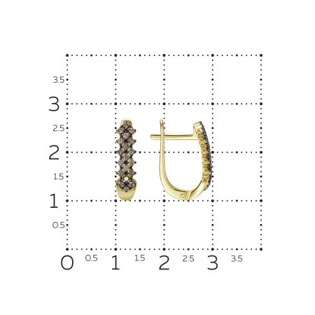 Серьги с 38 коньячными бриллиантами из лимонного золота 141355 Серьги с 38 коньячными бриллиантами из лимонного золота 141355