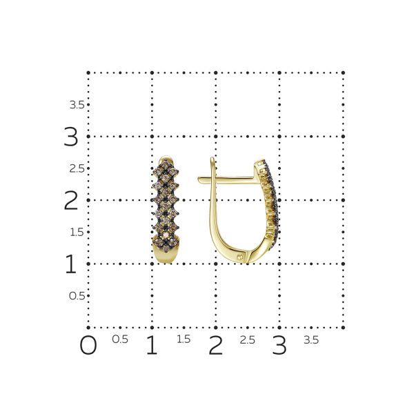 Серьги с 38 коньячными бриллиантами из лимонного золота 141355 Серьги с 38 коньячными бриллиантами из лимонного золота 141355