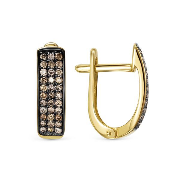 Серьги с 66 коньячными бриллиантами из лимонного золота 144585