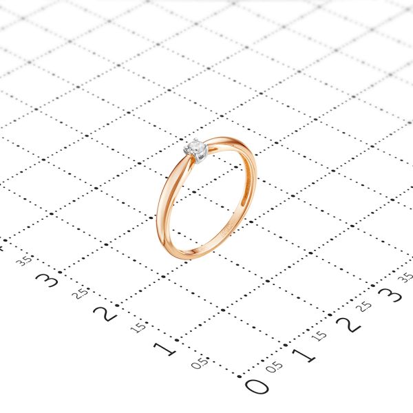 Кольцо с бриллиантом 0.055 карат из красного золота 54532