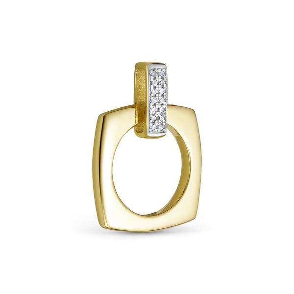 Подвеска с 14 бриллиантами 0.07 карат из лимонного золота 144646