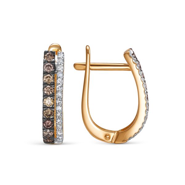 Серьги с 18 коньячными бриллиантами и 30 бриллиантами из красного золота 142861