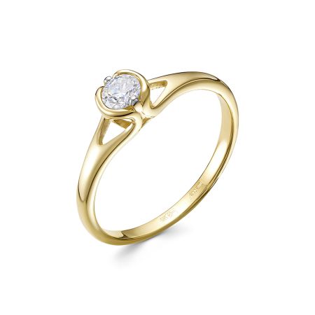Кольцо с бриллиантом 0.215 карат из лимонного золота 114673