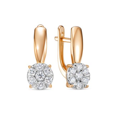 Серьги с 14 бриллиантами из красного золота 142820