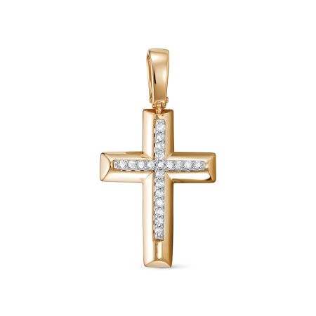 Декоративный крест с 20 бриллиантами 0.1 карат из красного золота 116713
