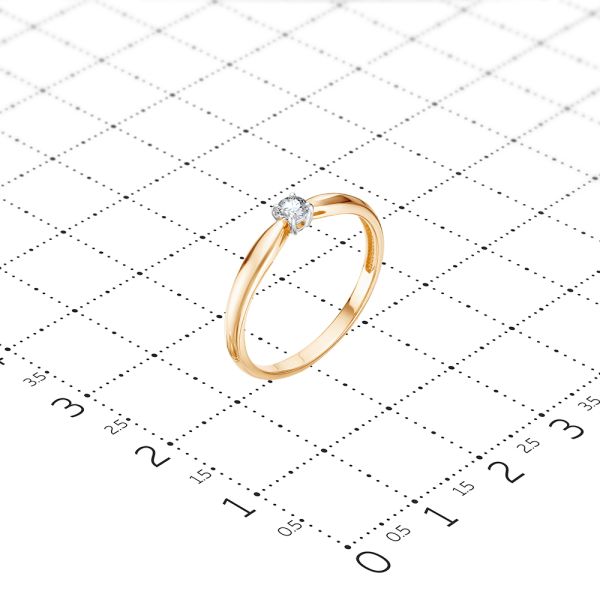 Кольцо с бриллиантом 0.109 карат из лимонного золота 74749