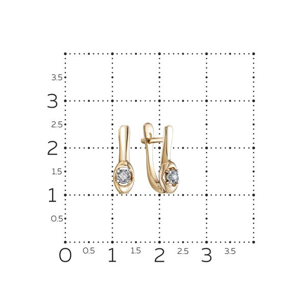 Серьги с бриллиантами 0.028 карат из красного золота 111874