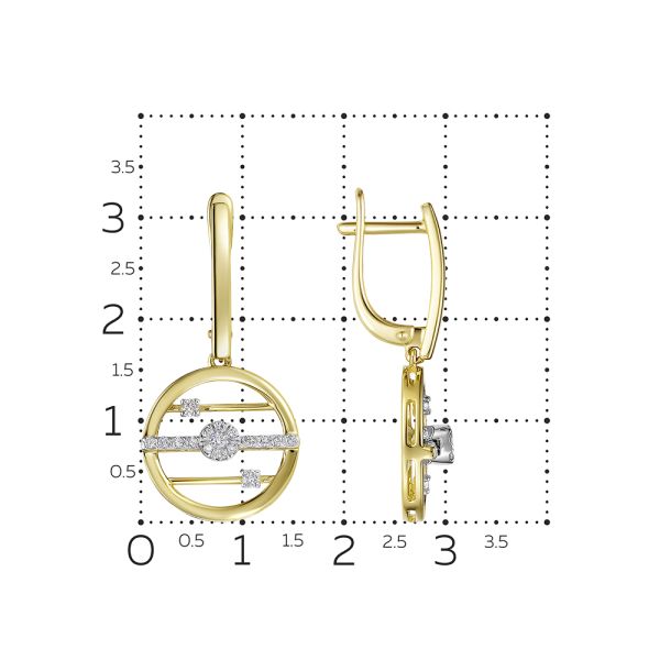 Серьги с 40 бриллиантами из лимонного золота 138868