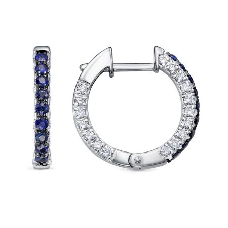 Серьги с 18 сапфирами и 68 бриллиантами из белого золота 129113