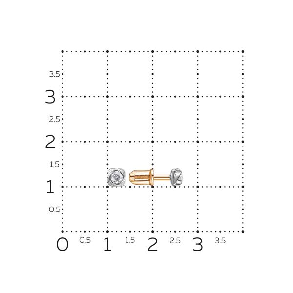 Серьги-пусеты с бриллиантами 0.16 карат из красного золота 148337