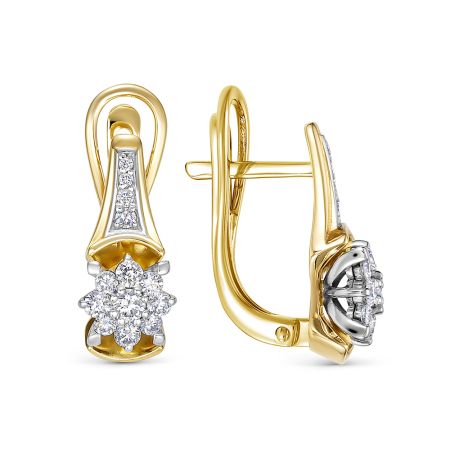 Серьги с 26 бриллиантами из лимонного золота 136375