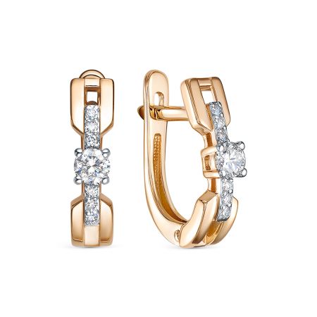 Серьги с 14 бриллиантами из красного золота 137331