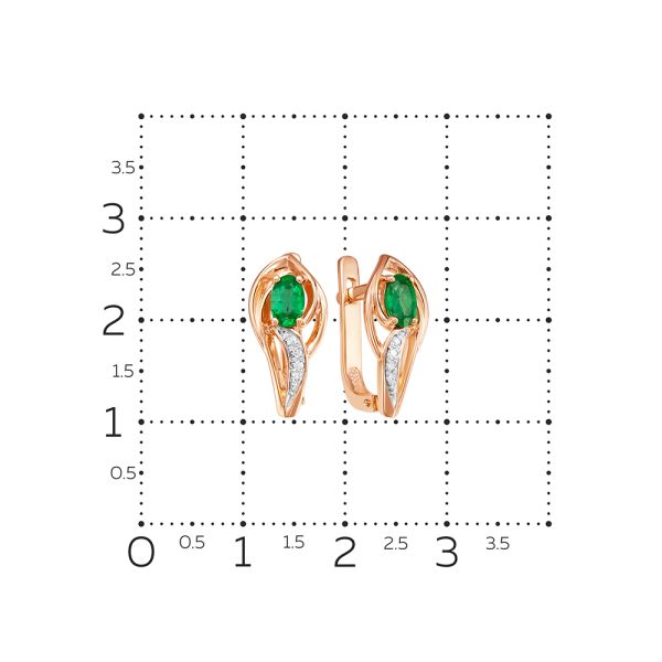 Серьги с изумрудами и 8 бриллиантами из красного золота 54137