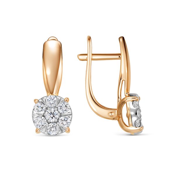 Серьги с 14 бриллиантами из красного золота 142820