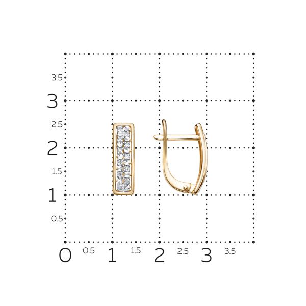 Серьги с 22 бриллиантами 0.11 карат из красного золота 134406