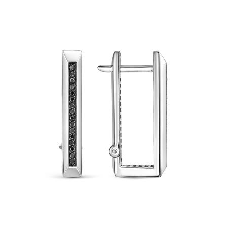 Серьги с 32 черными бриллиантами из белого золота 142801