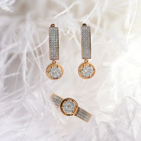 Серьги с 96 бриллиантами из красного золота 101273