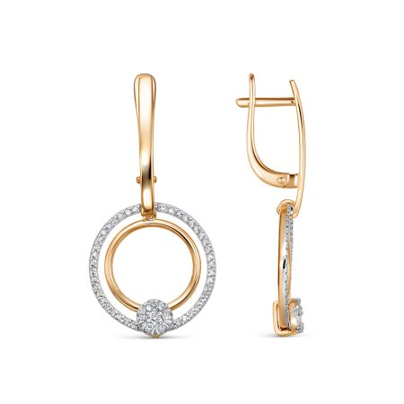 Серьги с 104 бриллиантами из красного золота 140792