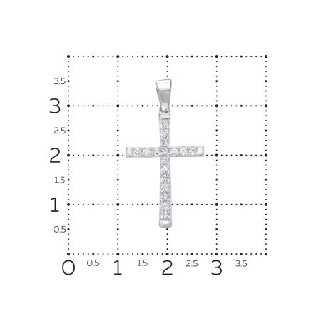 Декоративный крест с 17 бриллиантами 0.238 карат из белого золота 61552